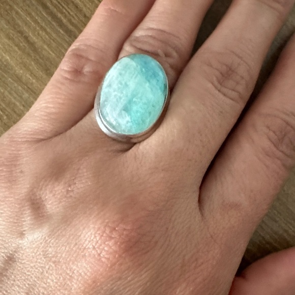 925 Silver Ring with Blue Stone size 7 1/2 - Picture 5 of 5